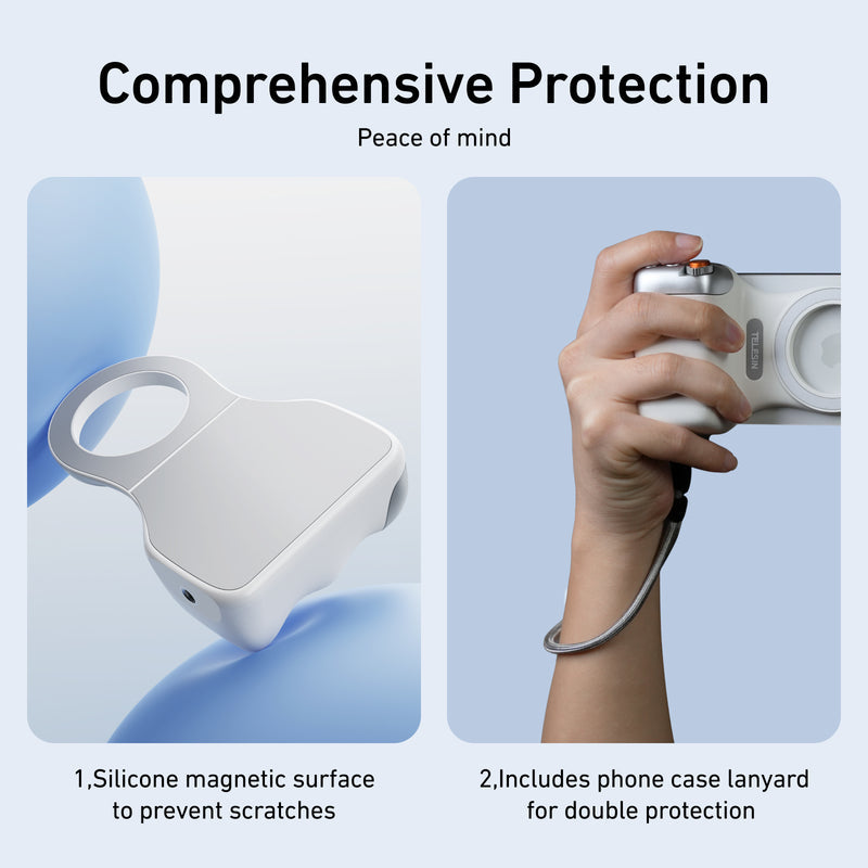 Magnetic mobile phone camera handle