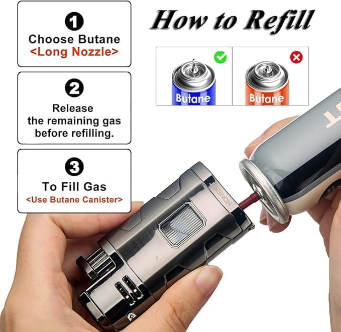 PROMISE Torch Lighter Triple Jet Flame Refillable Butane Lighter Windproof Lighter- Butane Not Included (Black Crackle)