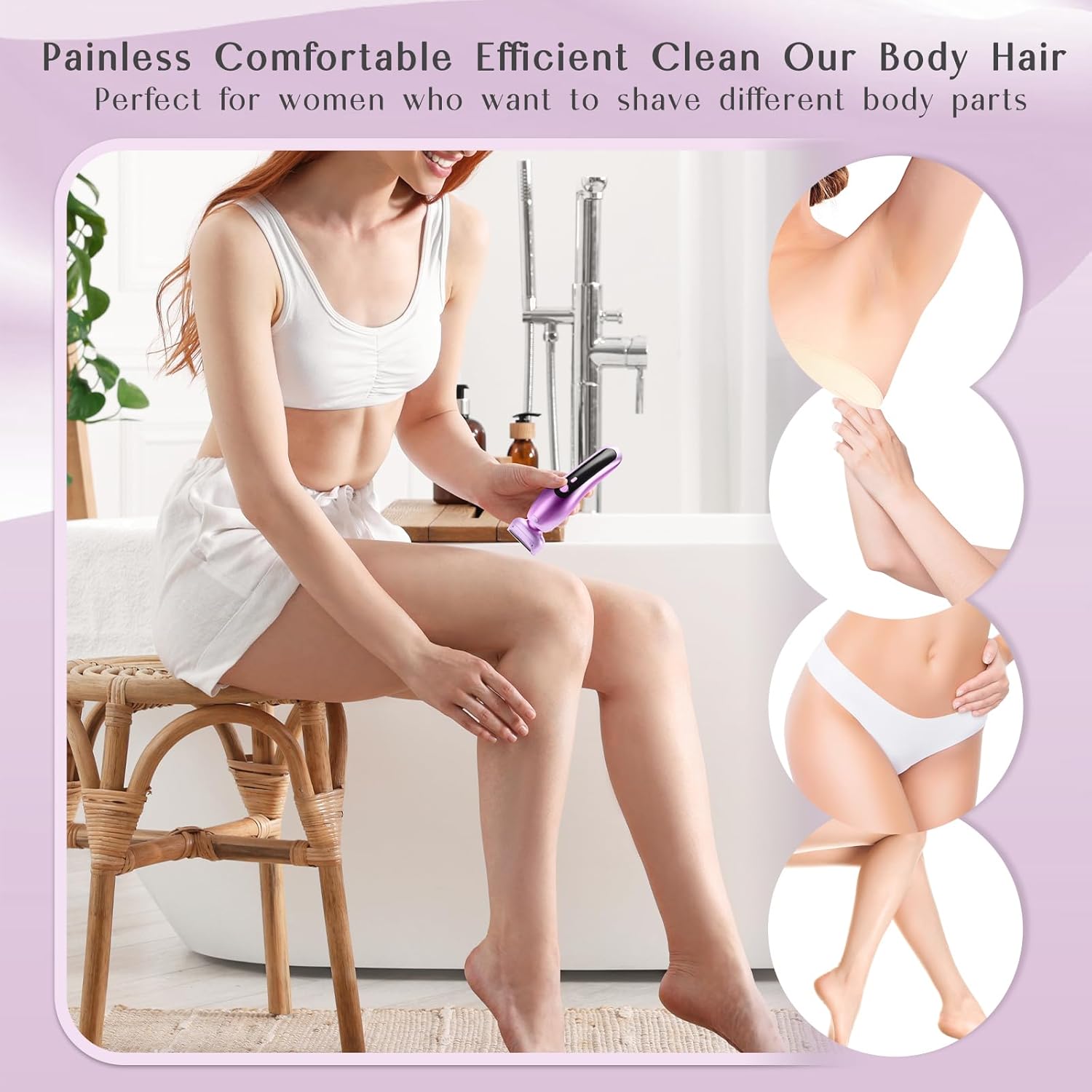 Haosens Electric Shaver for Women Womens Electric Razor Cordless Bikini Trimmer - Rechargeable Smooth & Painless 2 in 1 Womens Shave for Bikini Hair Removal Underarm Public Hairs Legs