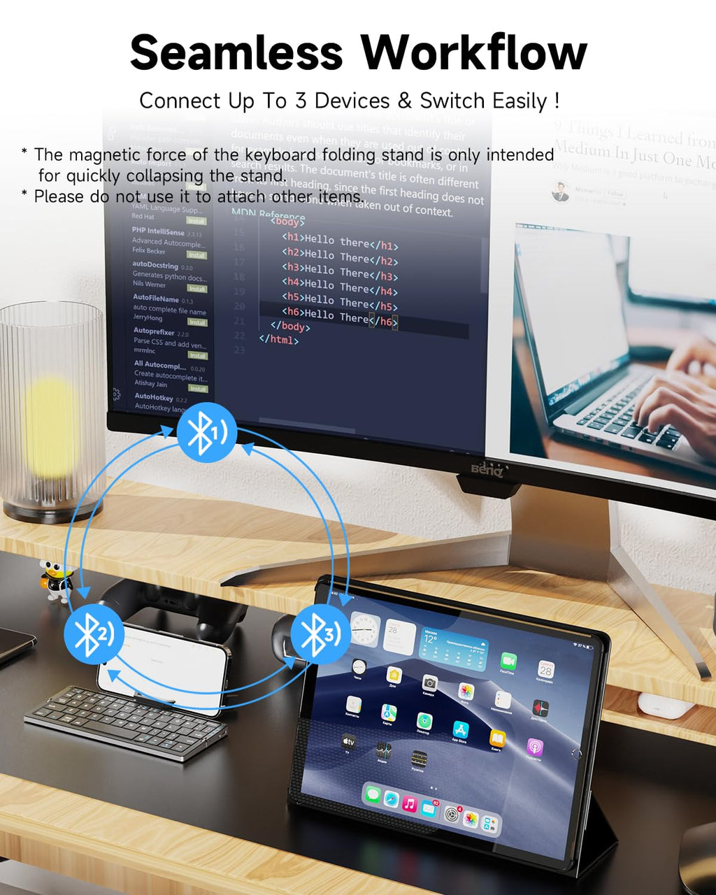 Folding Bluetooth keyboard for mobile phone and computer