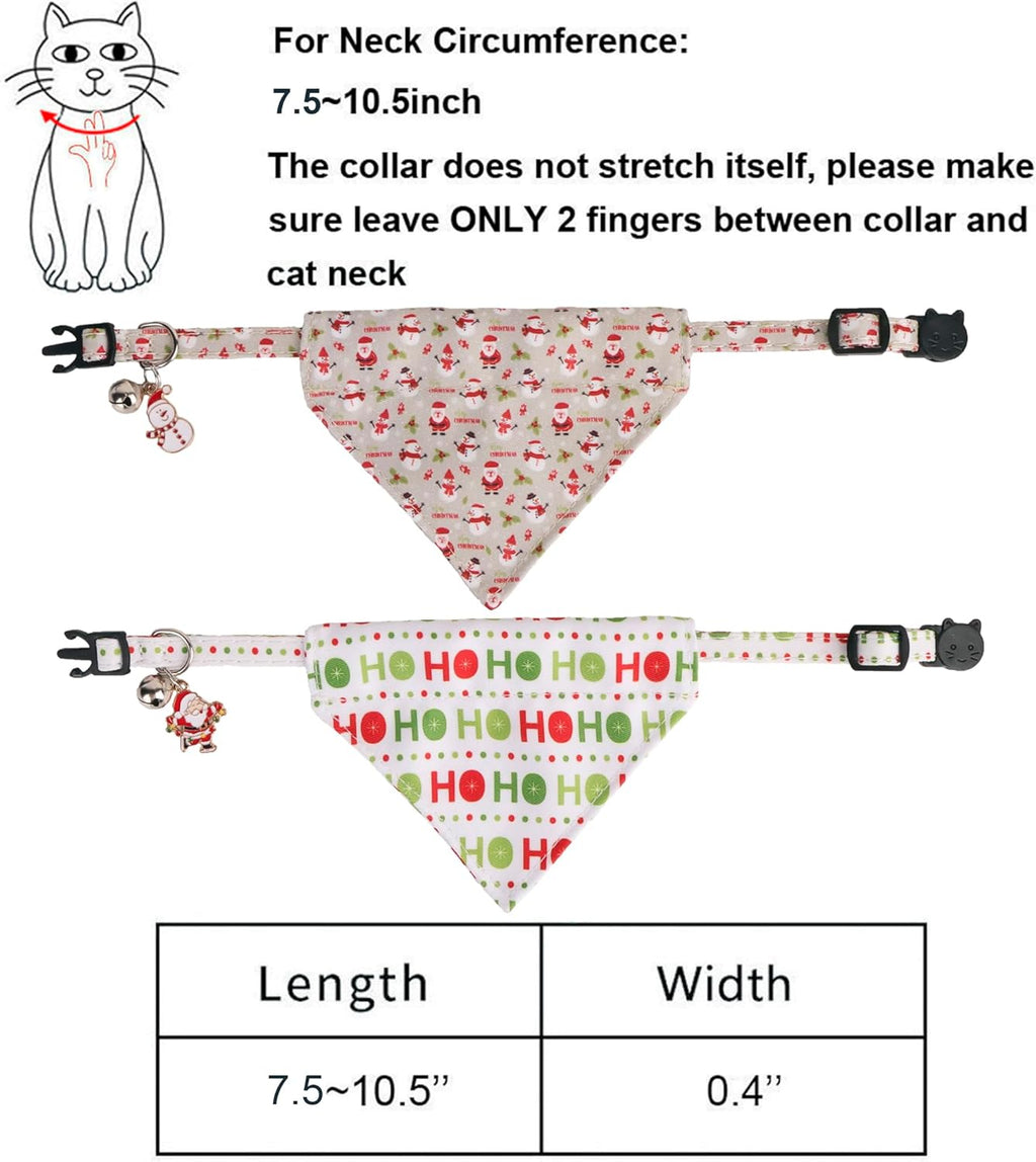 ADOGGYGO Christmas Cat Collar with Bandana 2 Pack Christmas Kitten Bandana Collar Christmas Bandana Collars for Cat Kitten (Christmas)