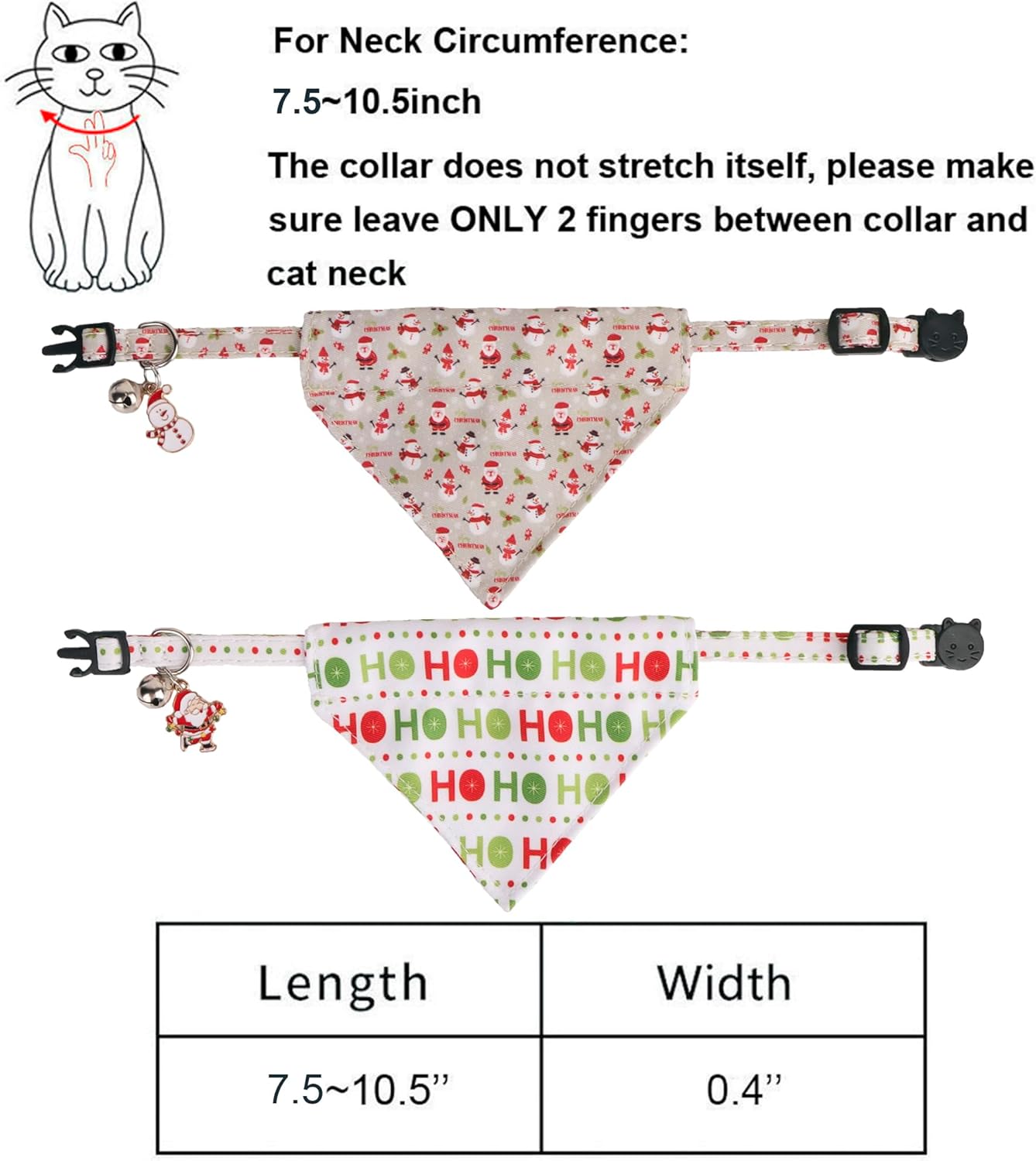 ADOGGYGO Christmas Cat Collar with Bandana 2 Pack Christmas Kitten Bandana Collar Christmas Bandana Collars for Cat Kitten (Christmas)