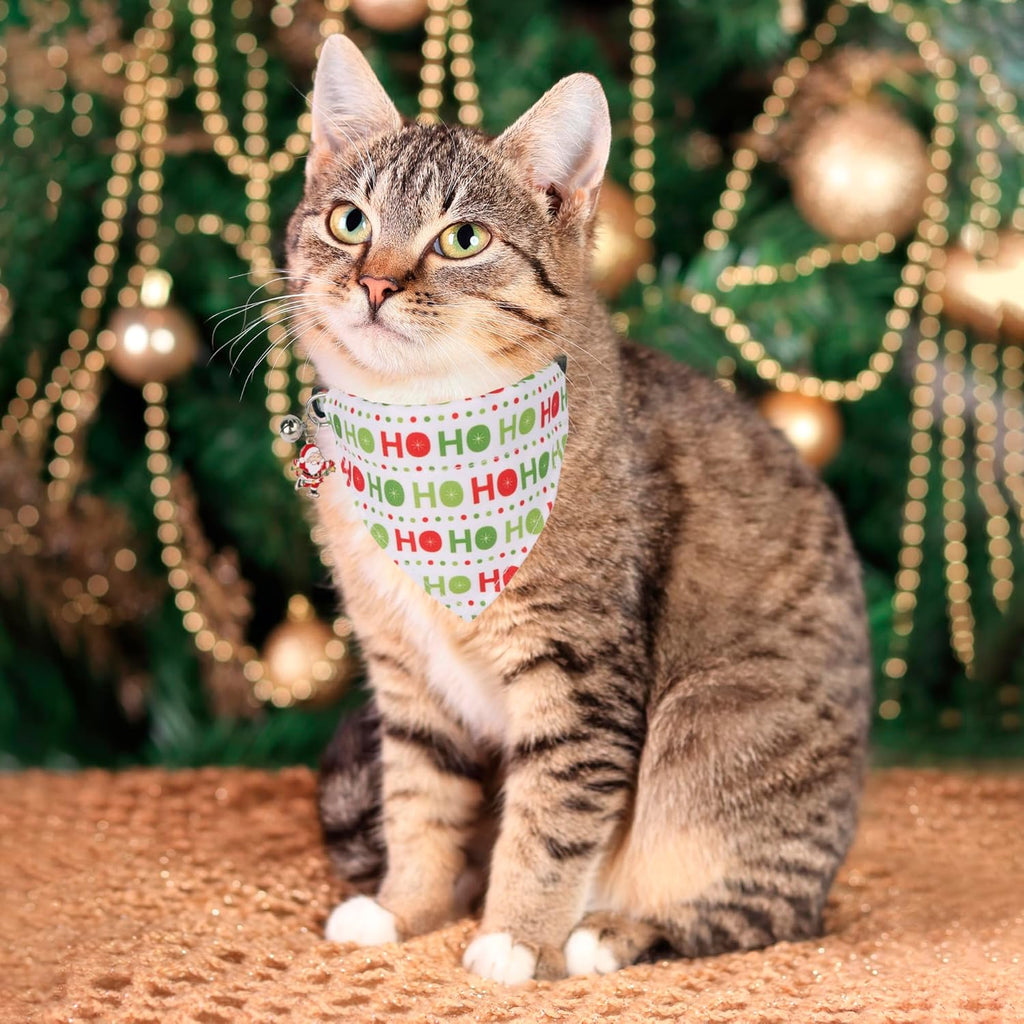ADOGGYGO Christmas Cat Collar with Bandana 2 Pack Christmas Kitten Bandana Collar Christmas Bandana Collars for Cat Kitten (Christmas)