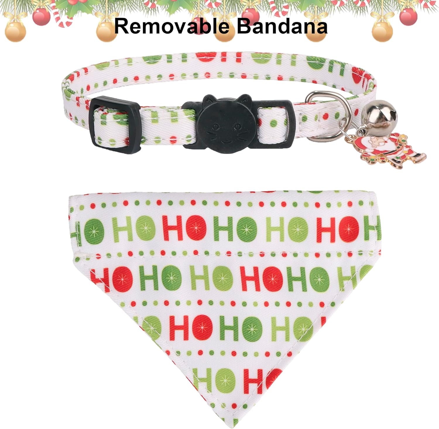 ADOGGYGO Christmas Cat Collar with Bandana 2 Pack Christmas Kitten Bandana Collar Christmas Bandana Collars for Cat Kitten (Christmas)