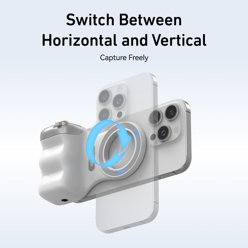 Magnetic mobile phone camera handle