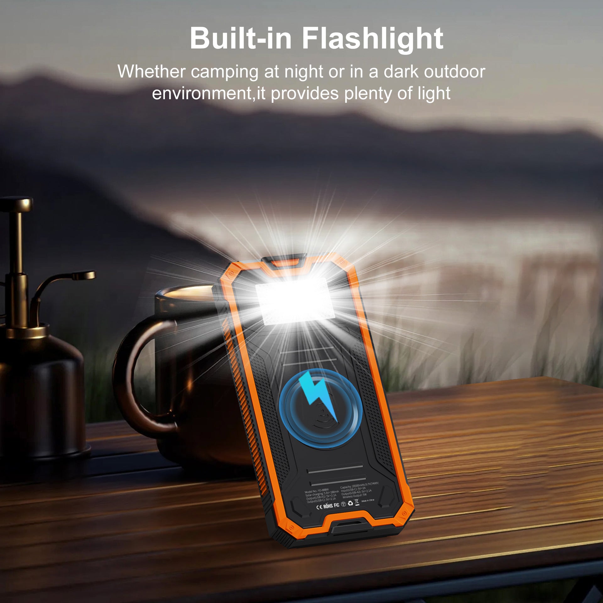Wireless charging solar power bank