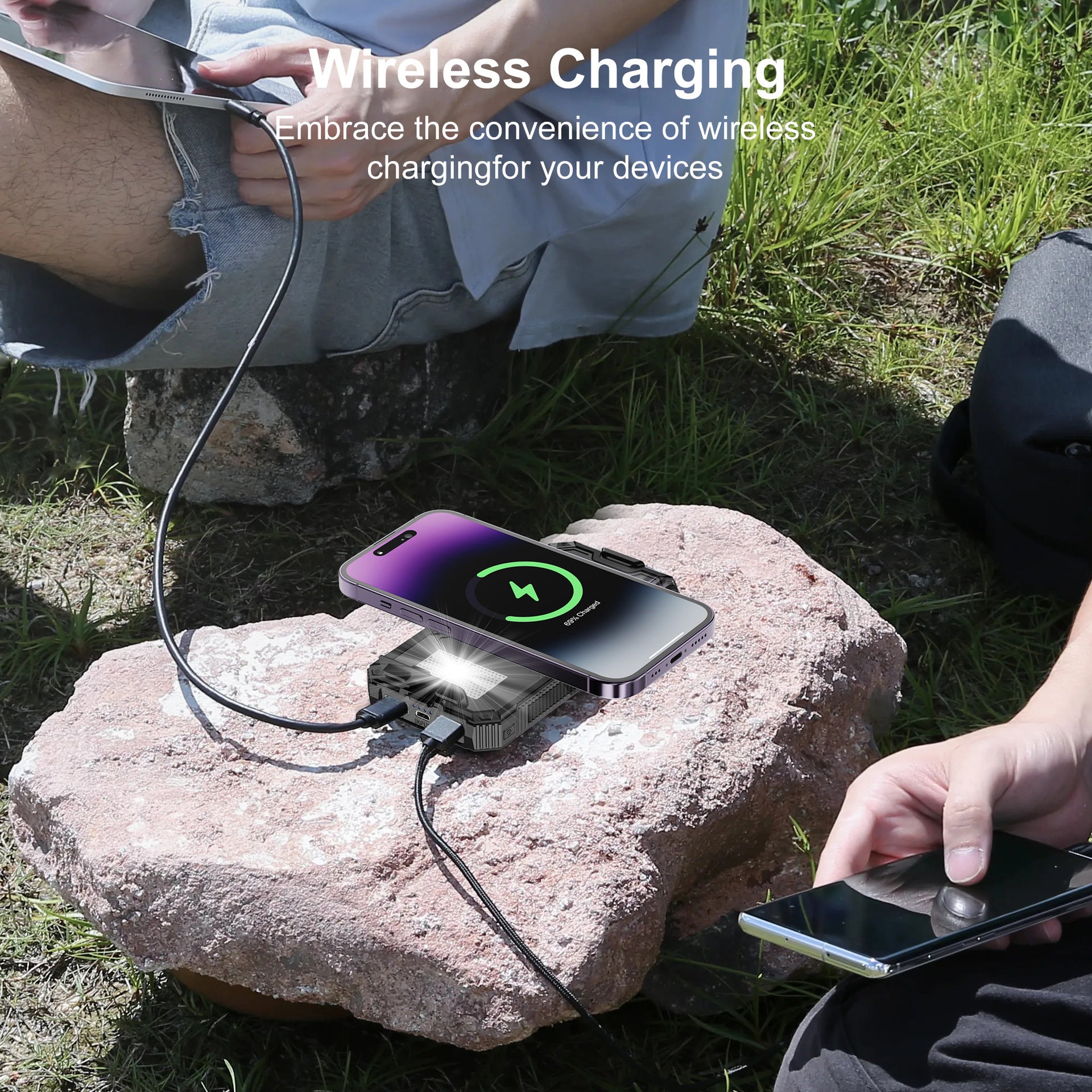 Wireless charging solar power bank