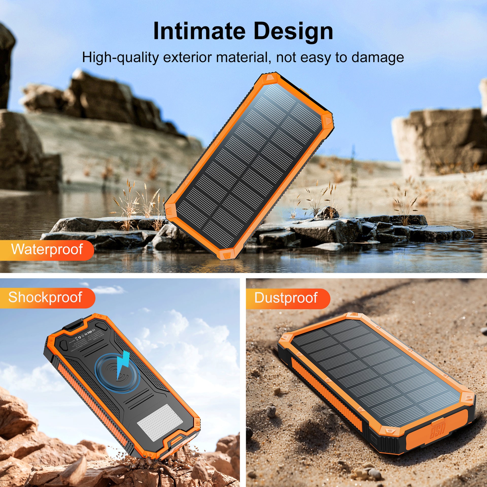 Wireless charging solar power bank