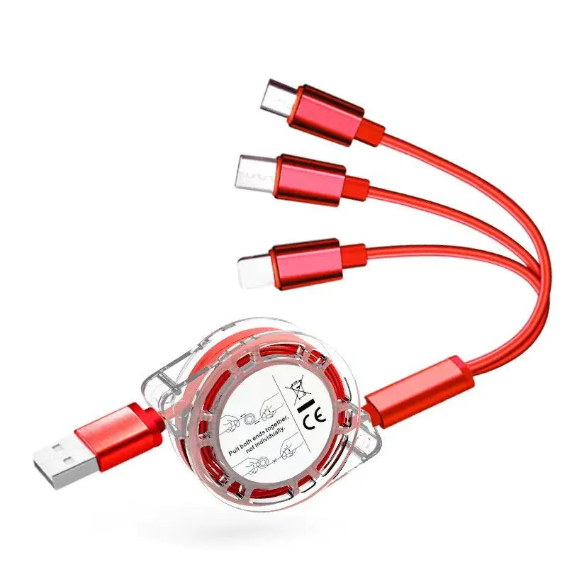 3-in-1 Retractable Charging Cable for Mobile Phones