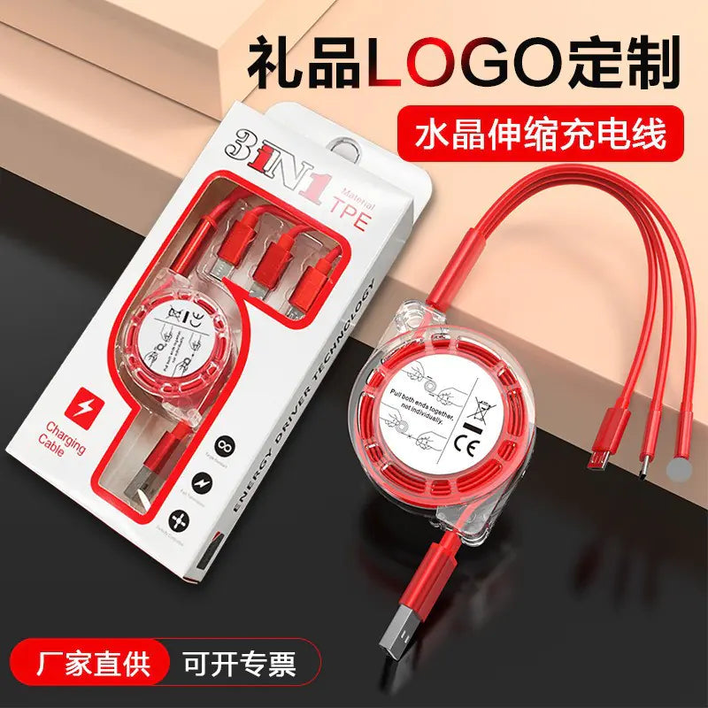3-in-1 Retractable Charging Cable for Mobile Phones